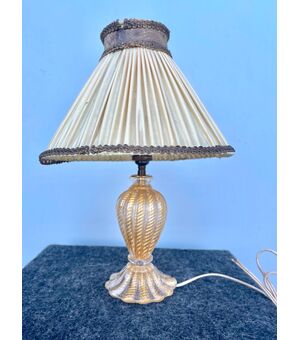 Abat-jour lamp in heavy &#39;gold cordoned&#39; glass Barovier manufacture     