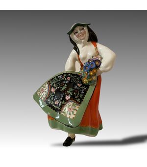 ESSEVI, Hand painted ceramic Sardinian woman sculpture     
