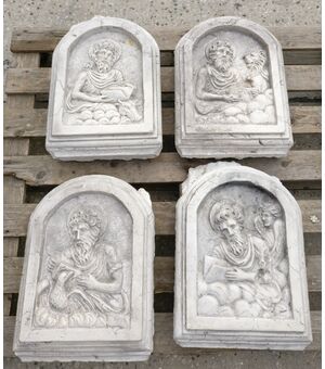 Set di 4 Mattonelle in Marmo d'Istria raffigurante i 4 Evangelisti - Venezia - fine 19° secolo - 33 x 45 cm