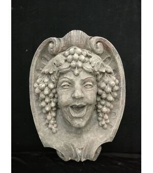 Spettacolare mascherone in Pietra di Vicenza - Bacco - 44 x 37 cm