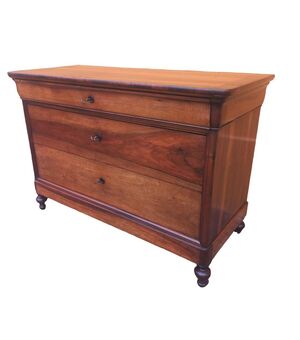 Charles X Cappuccino chest of drawers two and a half Emilian drawers in walnut     