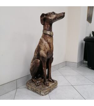 Lacquered wooden sculpture of a greyhound     
