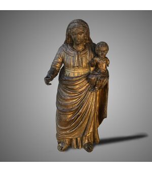 Ancient wooden sculpture Madonna with Child     