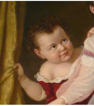 Oil painting on canvas. Portrait of the princes of Bourbon-Parma.     