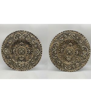 Two Magnificent Spanish Trays In Marked Silver - Salamanca, XVIII °     