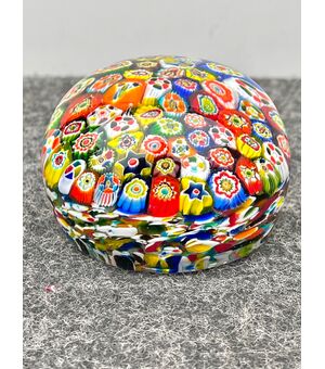 Press papier paperweight in heavy sommerso glass with murrine.Murano     