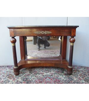 EMPIRE STYLE CONSOLE WITH Epoch 800 COLUMNS IN MAHOGANY FEATHER cm L D114xP47xH89     
