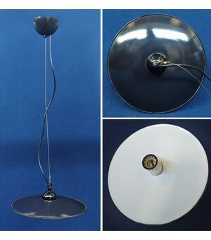 Flat lamp in enameled metal - Milan 70s     