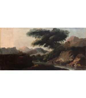 Alessio De Marchis, Rocky landscape with tree     