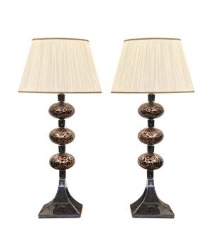Coppia lampade da tavolo in vetro di Murano
