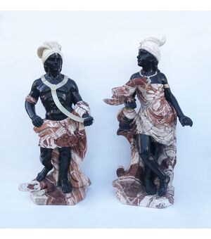 Pair of marble sculptures - late 19th century     
