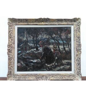 PAESAGGIO INNEVATO  CON PERSONAGGI
