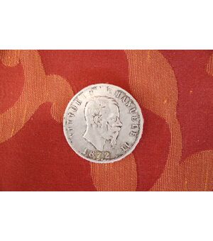 Collector's coin in silver Kingdom of Italy 5 lire Vittorio Emanuele II 1872 euro 35.00