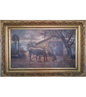 Large rural painting Claudius Seignol (Lyon 1858-1926)