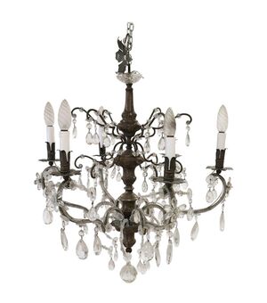 Antique six lights bronze chandelier with drops and Swarovski crystals diameter 64 euro 800.00 negotiable
