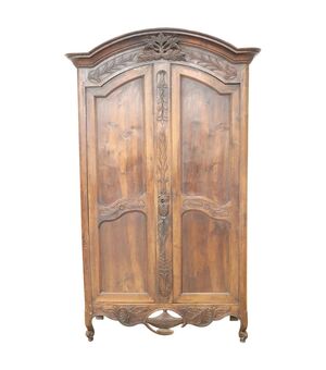 Important antique French Louis XV wardrobe in solid walnut 18th century