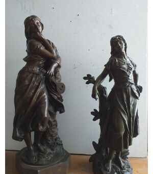 Female sculptures in bronze and antimony     