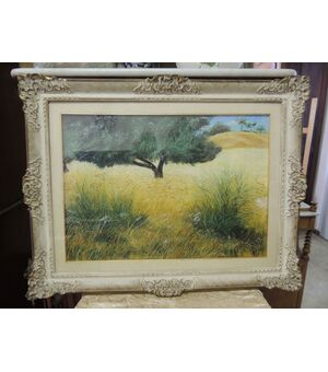 Paesaggio  con albero nel grano, mis. cm 70 x 50