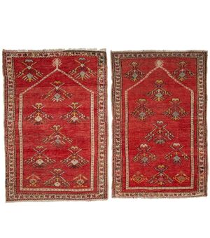 Pair of Antique Kirshehir Prayer Bedside Carpets     