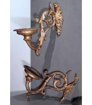 Pair of golden appliques, Tuscany, 19th century     