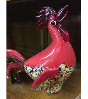 Antico gallo in vetro di Murano 