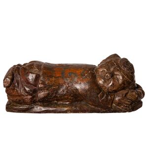Ancient wooden sculpture &quot;sleeping girl&quot;     