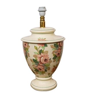 Ceramic lamp with hand-painted roses     