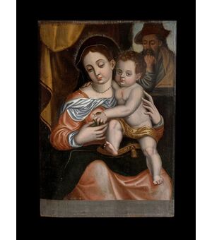 Scuola Spagnola (Cinquecento, firmato Santiago Martínez) - Madonna col Bambino