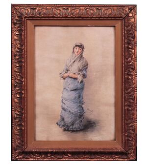 Painting signed Morelli: Portrait of a Lady '800