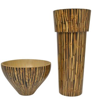 Vaso e ciotola di design in bambù - O/3539 e 3527