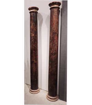 Coppia di colonne laccate, Lombardia, Sec. XVII