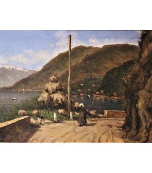 G. Amadori 1931  " Lago Maggiore la strada tra Luino e Colmegna" 