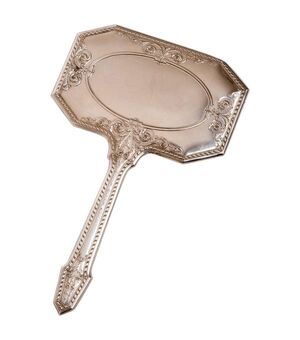 Antique silver mirror with handle A / 2987     