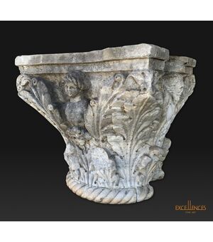 Large ancient marble capital     