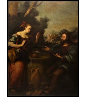 Scuola Genovese (fine XVII secolo) - Gesù e la Samaritana al pozzo