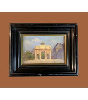 José García Ramos (1852-1913) - Parigi: Arc Du Carrousel e Museo del Louvre