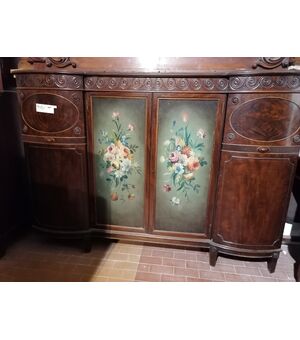 English 4-door sideboard with two painted panels     