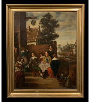 Scuola francese dall'inizio del XX secolo - Una kermesse a Holande (al seguito di Teniers)