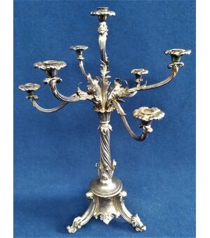 Large Louis Philippe candelabra in silver metal - 85 cm - Italy 19th century     
