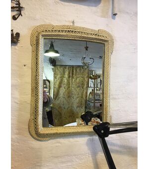 Ratan white lacquered mirror...
