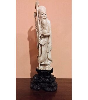 Statuetta in avorio, saggio orientale, fine '800