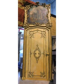ptl491 - lacquered and gilded door, cm l 140 xh 388     
