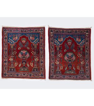coppia antichi tappeti scendiletto KASHAN - n.145-146
