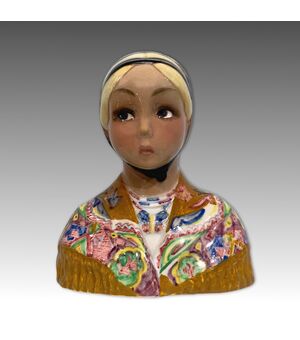ESSEVI, SANDRO VACCHETTI, ceramica decorata busto di donna