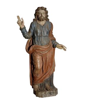 Gesù benedicente in legno policromo, XVII secolo