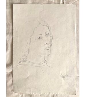 Pencil drawing on paper signed Arturo Pietra.     