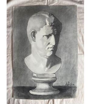 Pencil drawing on paper depicting a marble bust Arturo Pietra. 1902     