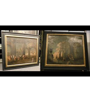  pan324 - coppia di dipinti, misurano cm l 164 x h 141 x p. 5 