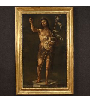 Grande dipinto religioso del XVII secolo San Giovanni Battista