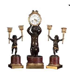 Trittico con orologio e coppia di candelabri, Etienne Lenoir – Henry Dasson, Francia, seconda metà XIX secolo